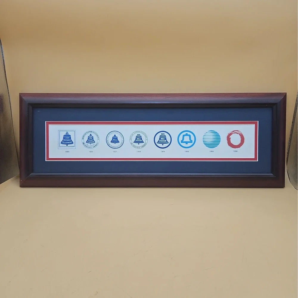Vintage Bell System Logo Evolution Framed Art Print AT&T Telephone History Sign